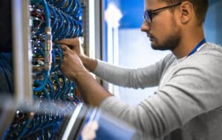 technician working on technical equipment.